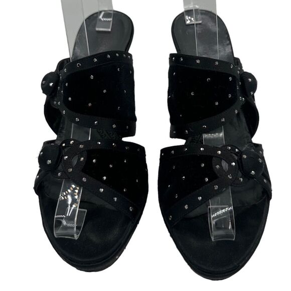 Vintage Y2K Stella McCartney Rhinestone Black Velvet Evening Heels Shoes Size 39 - Picture 3 of 12